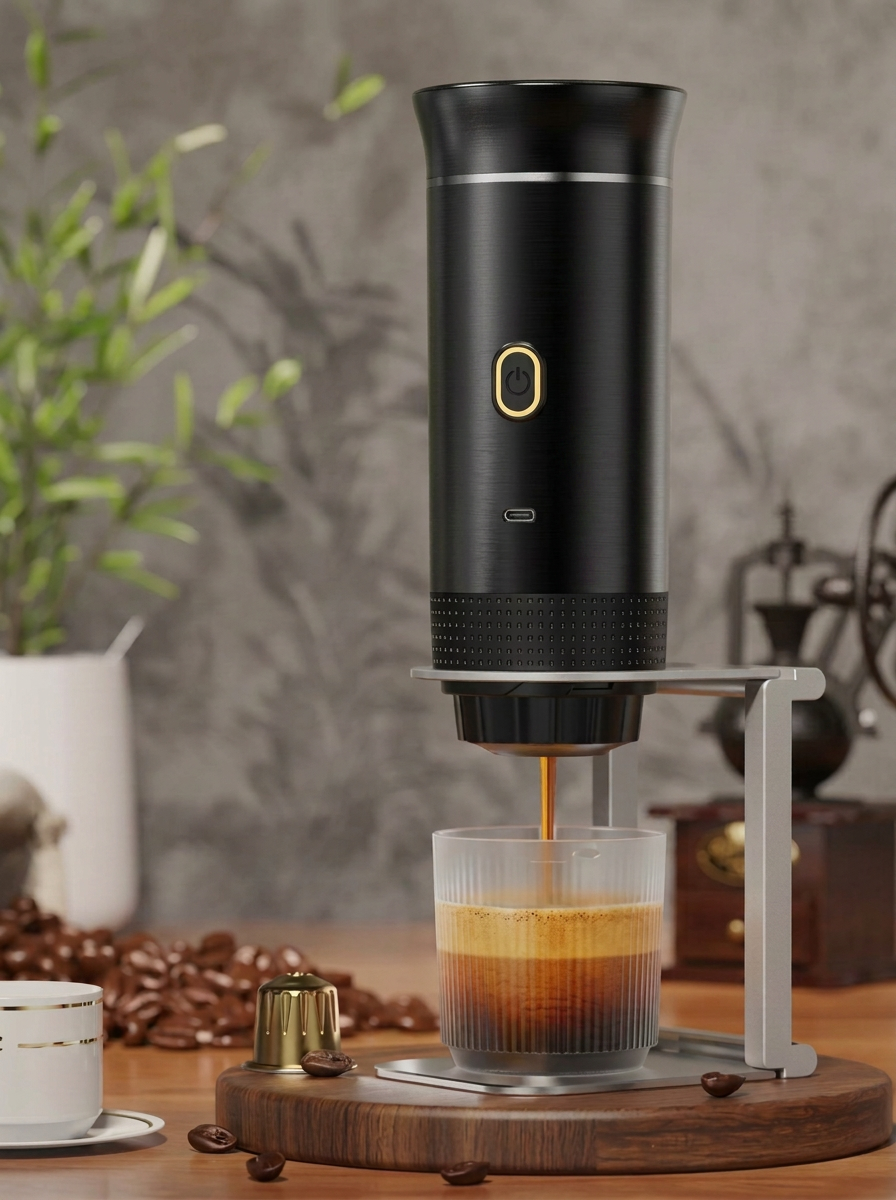 Verospresso portable espresso machine pouring rich espresso with crema